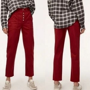 Aritzia Wilfred Free Belen straight leg red denim button fly jeans size 0